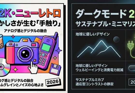 「Y2K・ニューレトロ」と「ダークモード & ミニマリズム」