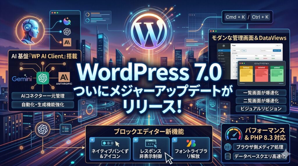 WordPress 7.0 ついにメジャーアップデートがリリース！