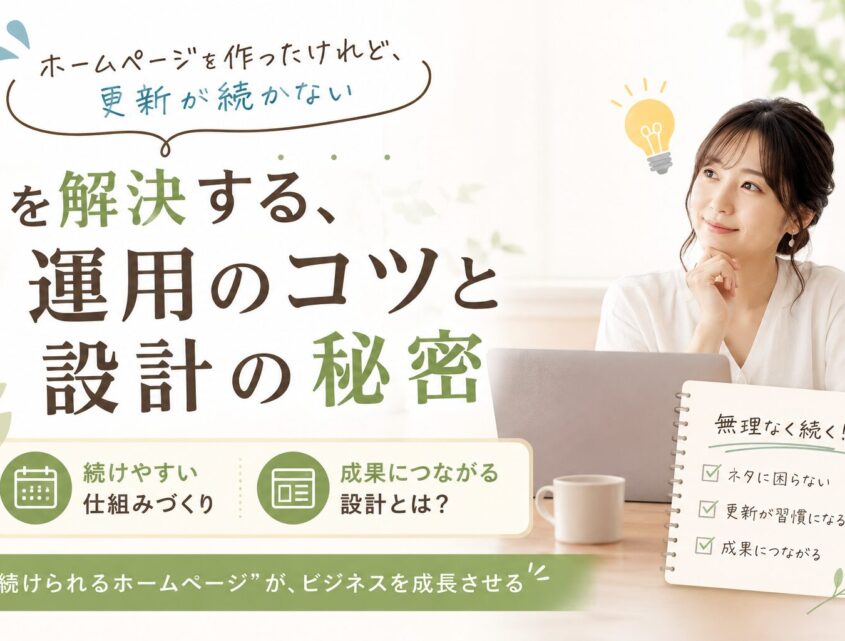 「ホームページを作ったけれど、更新が続かない」を解決する、運用のコツと設計の秘密