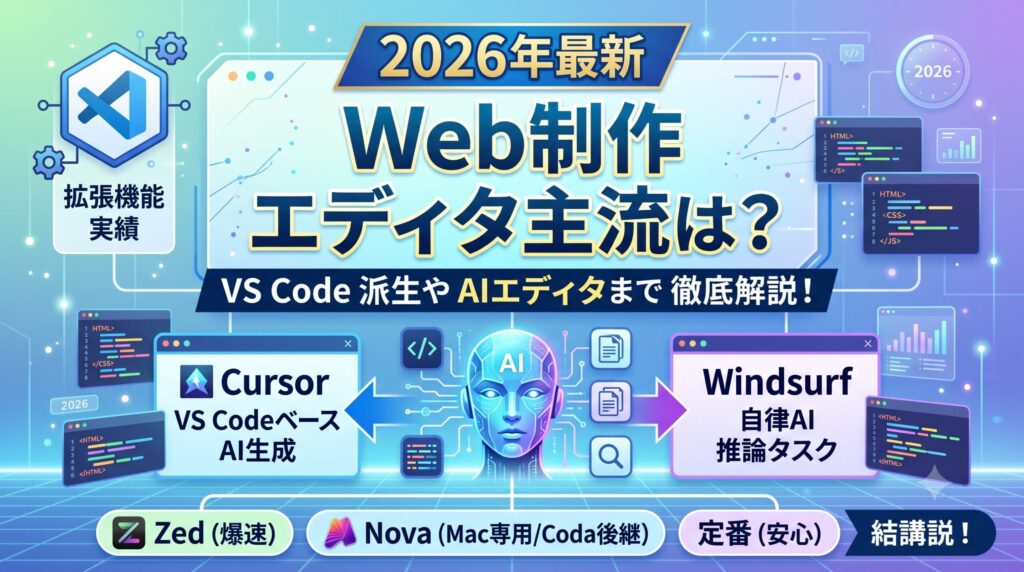 【2026年最新】Webサイトコーディングのエディタ主流は？