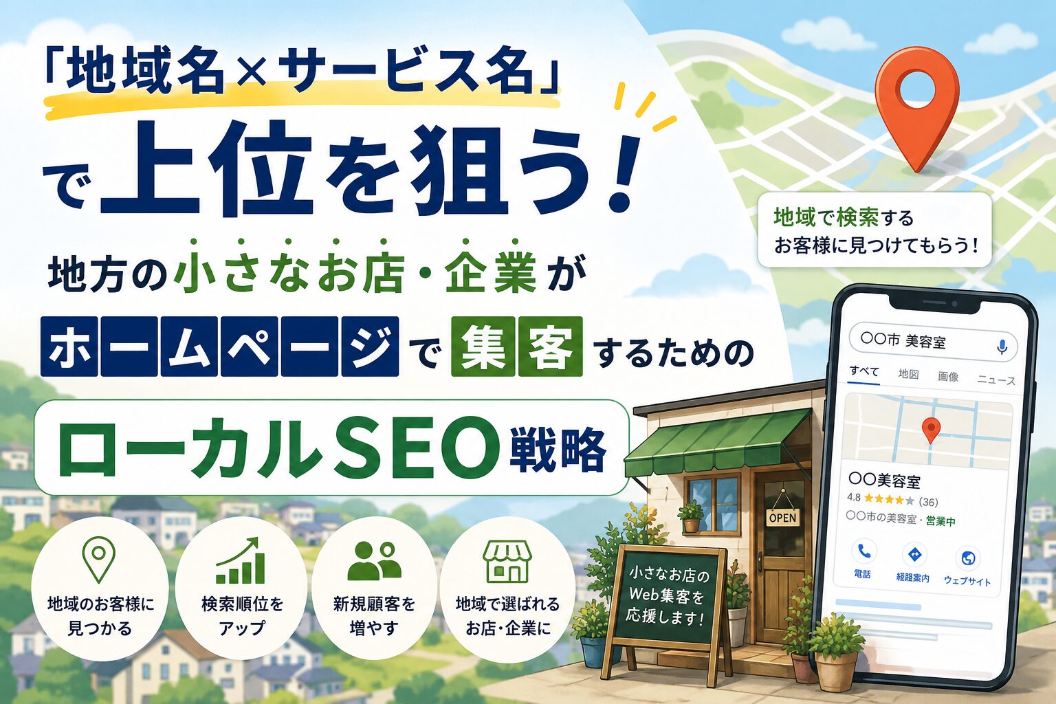 「地域名×サービス名」で上位を狙う!地方の小さなお店・企業がホームページで集客するためのローカルSEO戦略