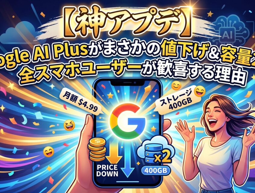 【神アプデ】Google AI Plusがまさかの値下げ＆容量2倍！全スマホユーザーが歓喜する理由